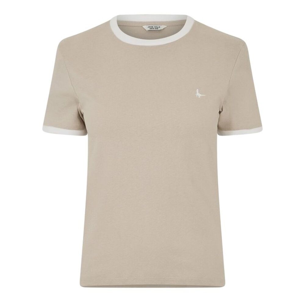 Jack Wills Womens/Ladies Trinkey Ringer T-Shirt / Stone